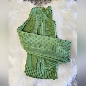 Green Cable Knit Cardigan